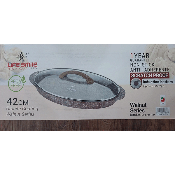 ماهیتابه درب دار ماهی لایف اسمایل 42 سانتی متری مدل LIFEP5FI42N