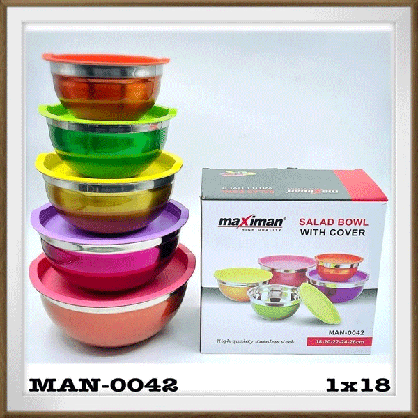 کاسه 5تیکه 10 پارچ  رنگی درب دار ماکسیمان مدل  MAN-0042